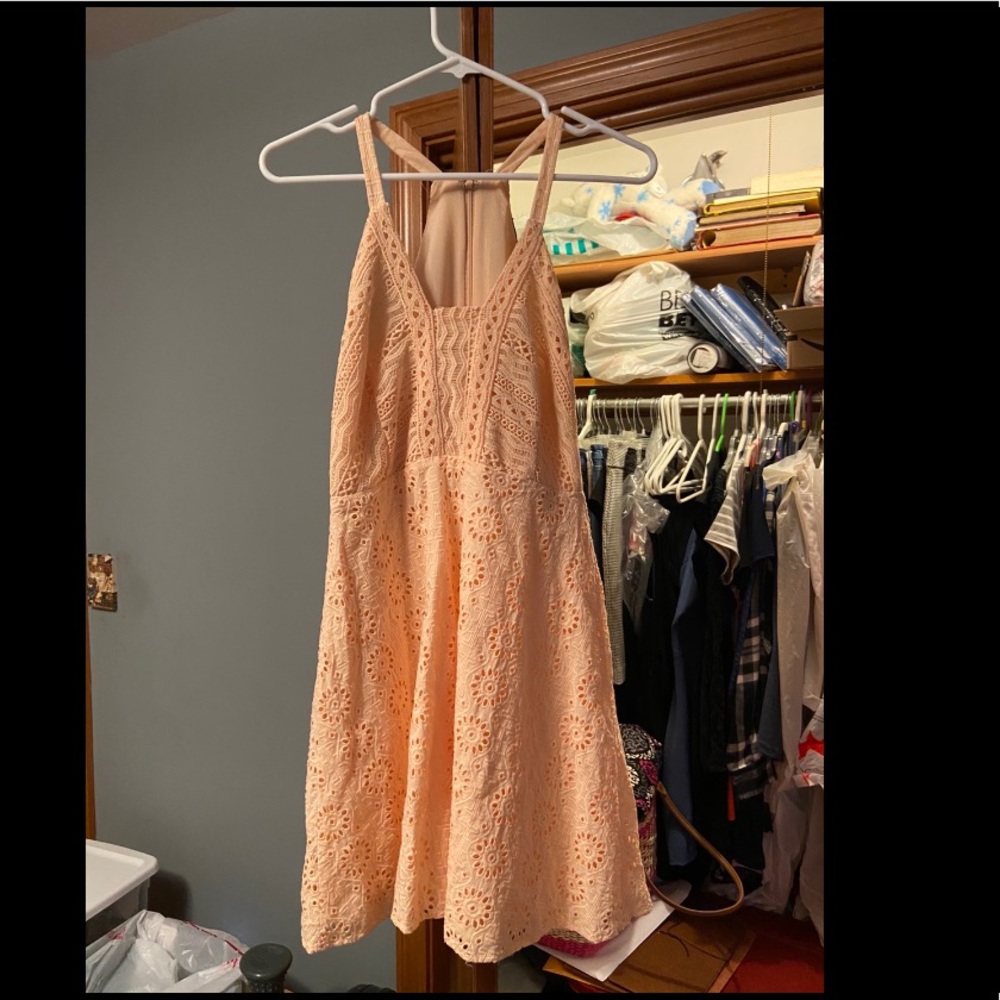 Peach dress with lace details